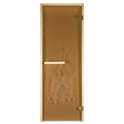 Дверь из стекла "Эдем" 1,9х0,7м, бронза 6мм, коробка из хвои, 2 петли, ручка