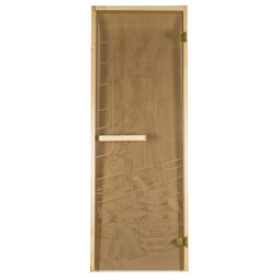 Дверь из стекла "Жар да Пар" 1,9х0,7м, бронза 6мм, коробка из хвои, 2 петли, ручка