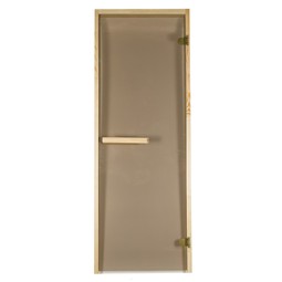Дверь из стекла "Экзотика" 1,9х0,7м, бронза 6мм, коробка из хвои, 2 петли, ручка