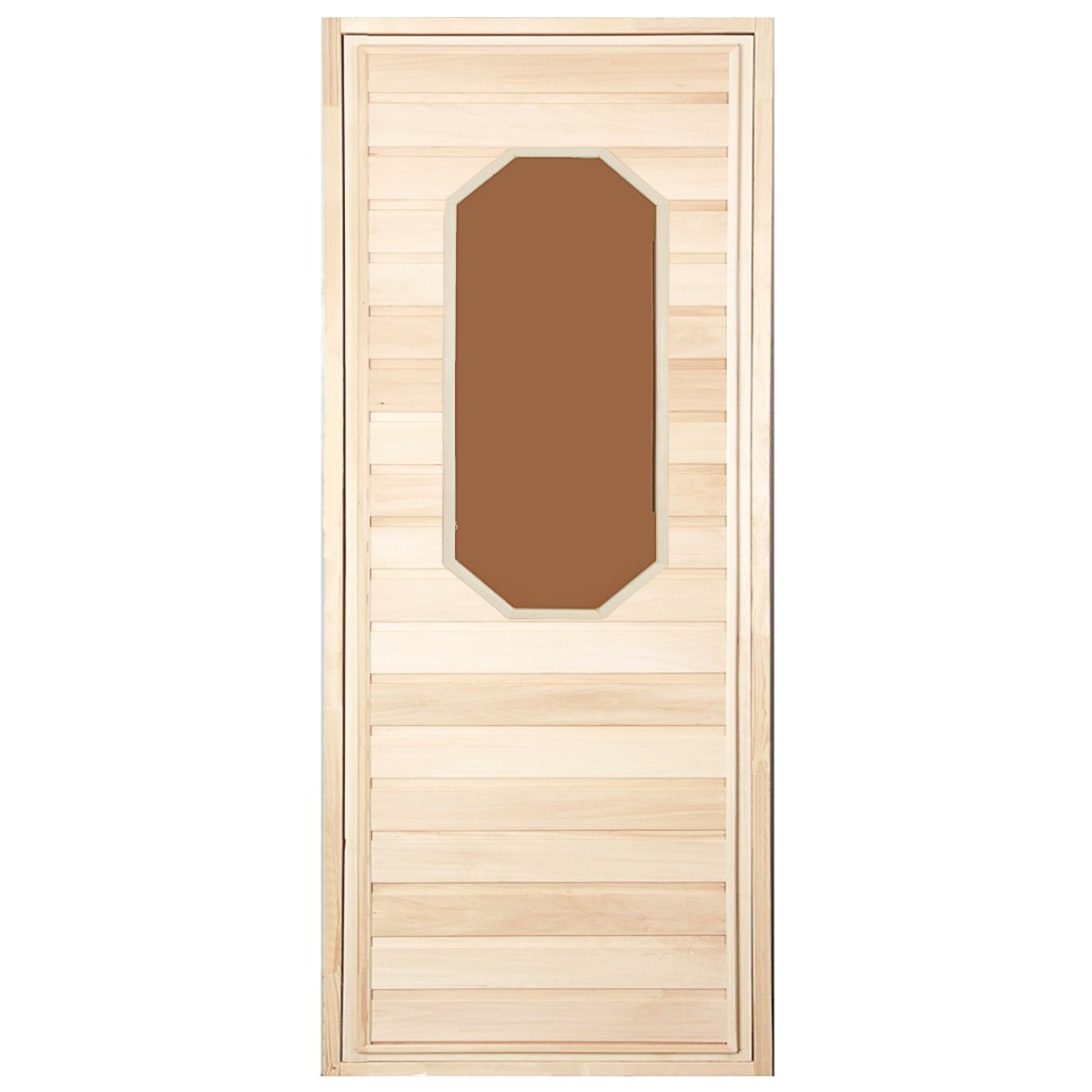 Дверь для бани со стеклопакетом (восьмиугольник) 1,9х0,7 м., петли в комплекте